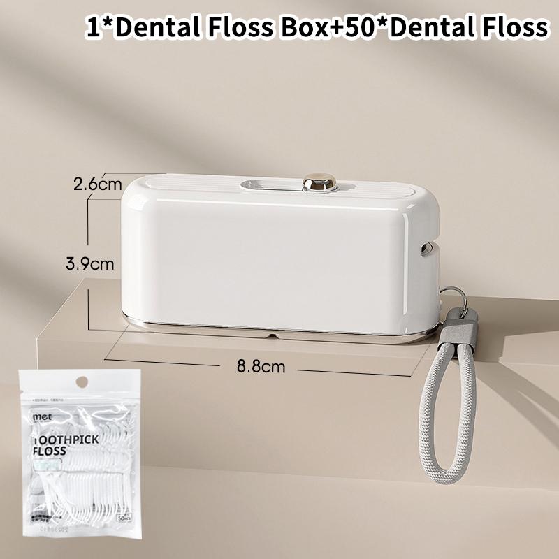 

Auto Pop-Up Refillable Floss Dispenser Light Luxury Floss Organiser Oral Care Press-On Disposable Flossing Sticks Storage Box