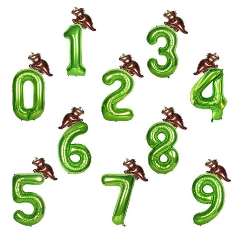 Dino 40inch Green Number Balloons Roar Dinosaur Party Decorations Balloon Jungle Party Boy Birthday Party Decor Baby