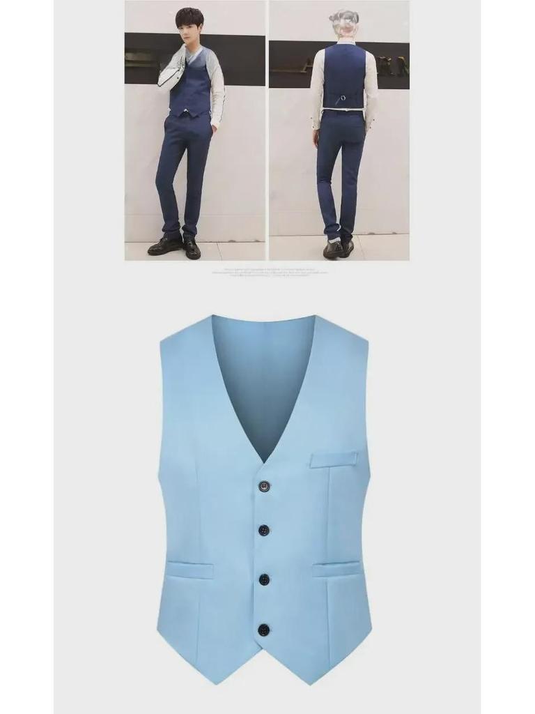 Gilet de costume pour homme coupe slim style coréen - Nouveau design sans repassage