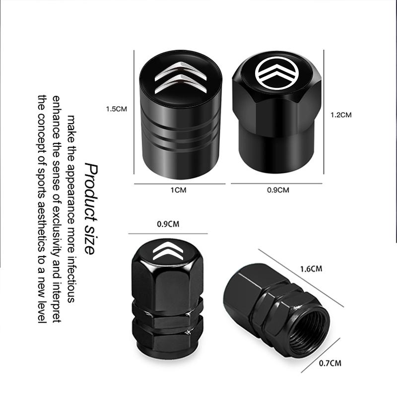 Car 3D Metal Logo Wheel Stem Air Valve Caps Tire Dust Covers For Citroen e-C3 e-C4 X C5X C3 C4 Cactus Picasso C-Crosser C6 C1