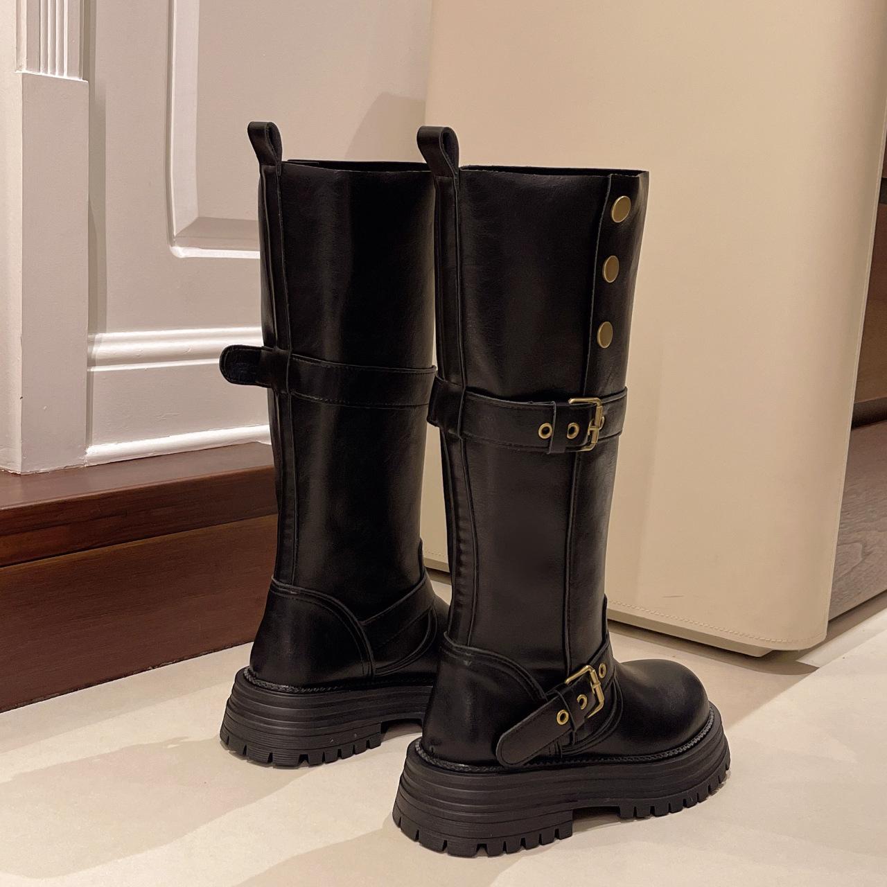

Thick-soled autumn Maillard boots women s tall boots 2025 new retro and thin two-wear fashion boots women s boots 40 чорний
