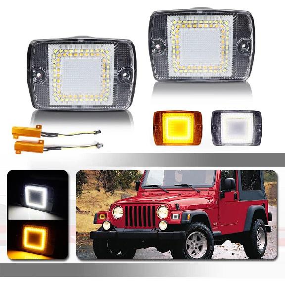 

Комплект з чорним корпусом та тонованим склом Сумісний з 1987-1995 Jeep Wrangler YJ Заміна вузла Оригінальний передній бампер Корпус пасажирського покажчика повороту Clear lens Turn signal li