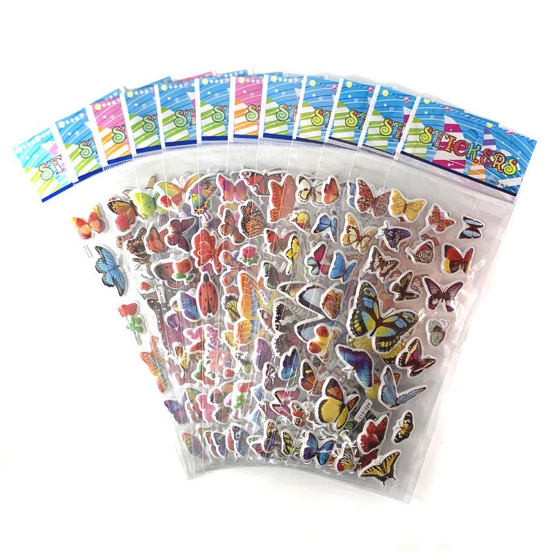 12 Sheets/Pack Cute Bulk 3D Puffy Stickers for Kids Scrapbooking Laptop Mobile Phone Decoration Girl Boy Birthday Gift