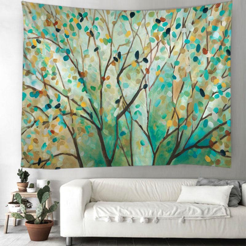Plant, Flower, and Bird Tapestry Simple Nordic Style Wall Hanging Cloth Hippie Bohemian Home Dormitory Aesthetic Wall Decoration