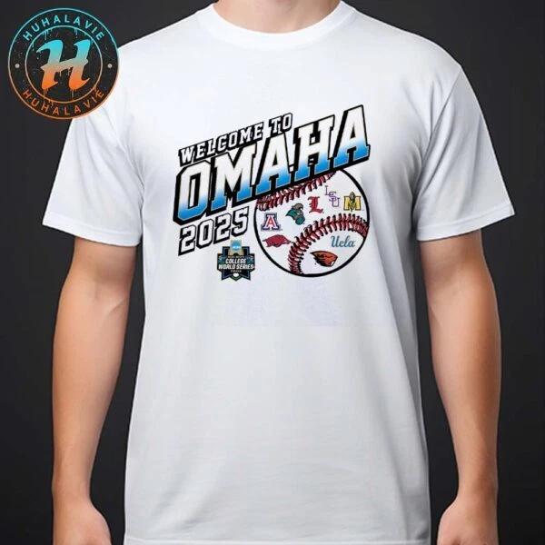 2025 NCAA Baseball Mens College World Series 8 Teams Welcome To Omaha 2025 Shirt L