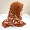 Fashion Instant Hijab Headscarf Fit 2-6 Years Old Girls Muslim Hijab Hat Islamic Headscarf Embroidery Full Cover Turban Caps