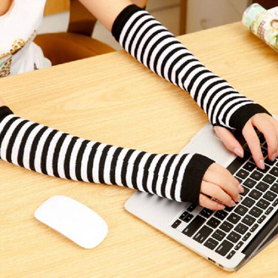 Fashion Women Lady Knitted Long Fingerless Gloves Wrist Arm Hand Warmer Winter