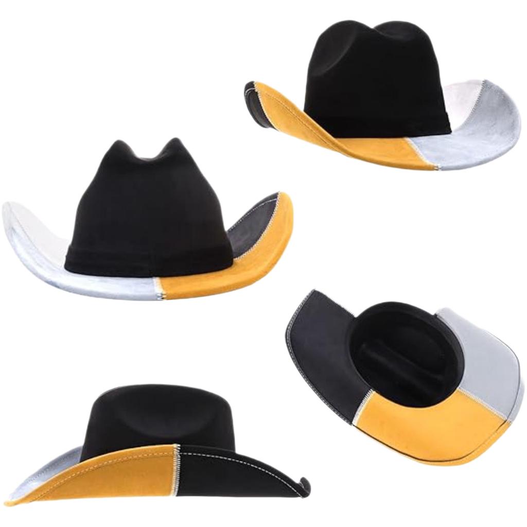 Popular European and American classic splicing suede western cowboy hat men's and women's senior big-brimmed cowboy hat