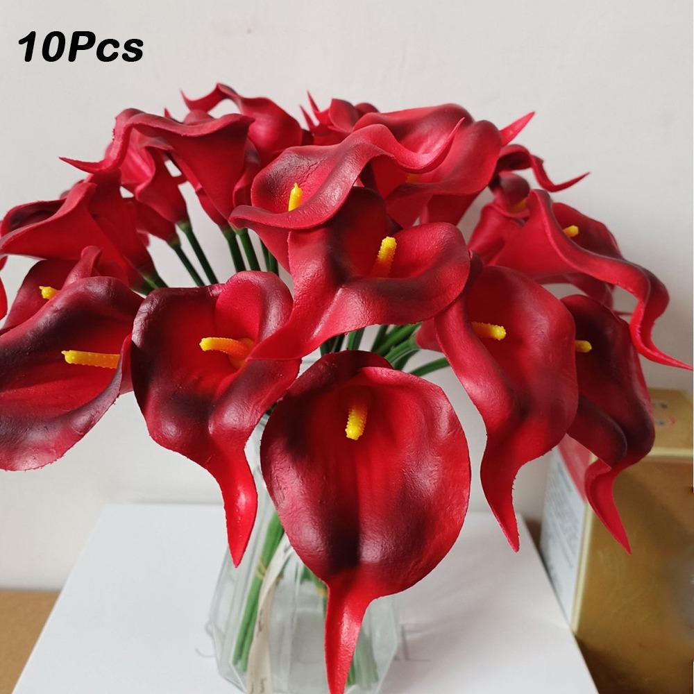 10Pcs Lifelike Artificial Calla Lily Bouquet Decorative Artificial Flowers Real Touch Calla Lily Durable Fake Calla Lily