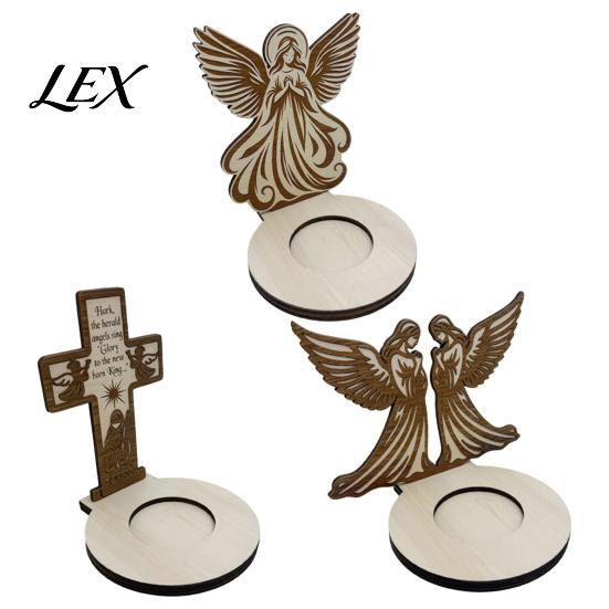 Religious Themed Ornaments Wooden Candle Holder, Praying Angel Tabletop Tealight Stand, Christmas Atmosphere Supplies Decorative Candlestick