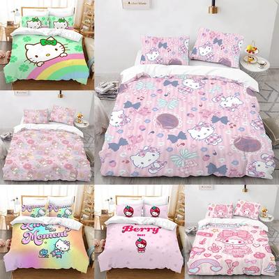 Sanrio Hello Kitty My Melody Kuromi Bedding Sets Comforter Quilt Bed Cover Duvet Cover Pillow Case 2-3 Pieces Sets For Kids