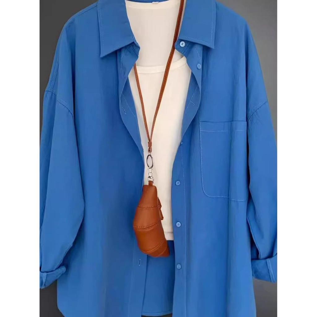 Plus Size Casual Long-Sleeve Plain Shirt for Spring and Autumn