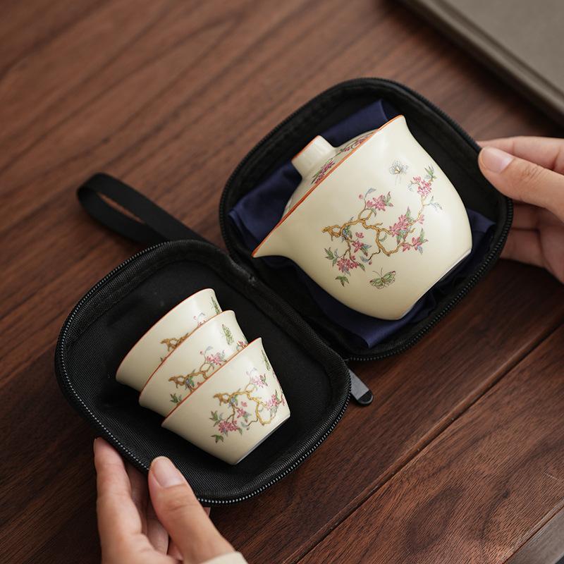Reise-Teeset für den Ru-Ofen, Outdoor-Camping-Teetrinkausrüstung, Kung-Fu-Kleinset, eine Kanne und eine Tasse, tragbare Express-Tasse