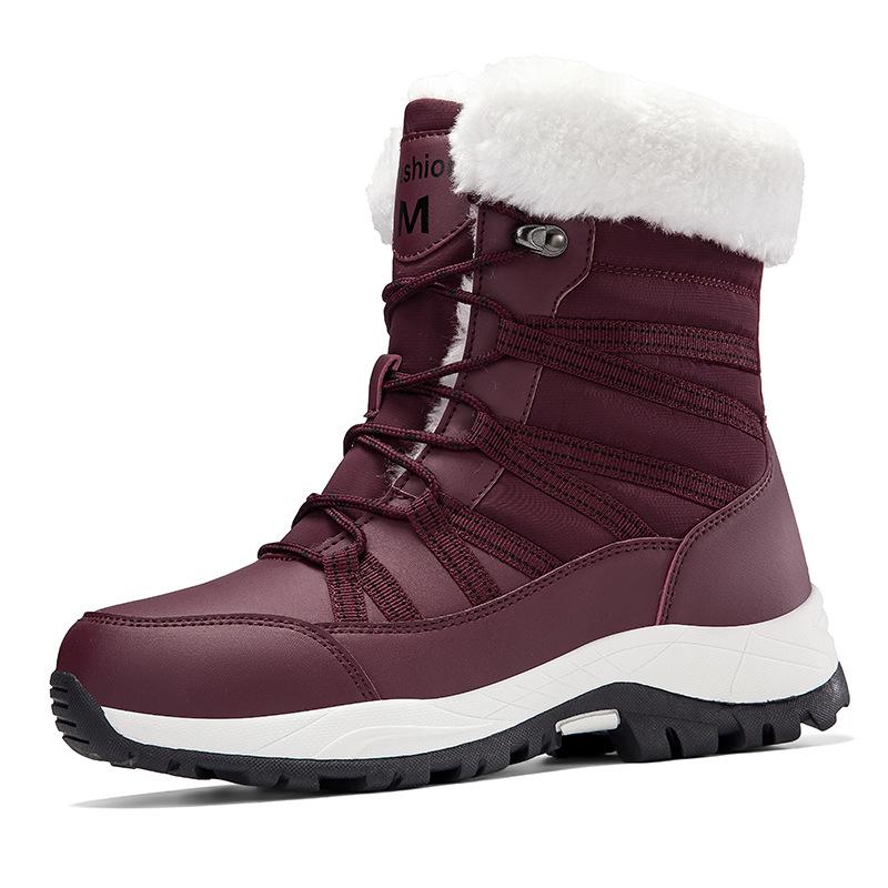 Large Size New Snow Boots for Women, Winter with Added Fleece, Thick Anti Slip Cotton Shoes, Outdoor Midsole Boots