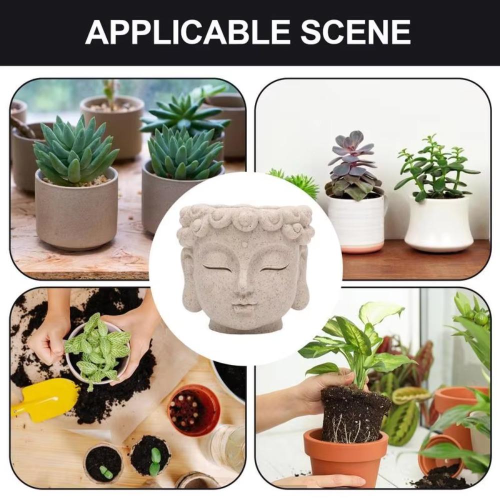 Realistic Buddha Head Flower Pot Handmade Sculpture Plant Containers  Table Centerpiece