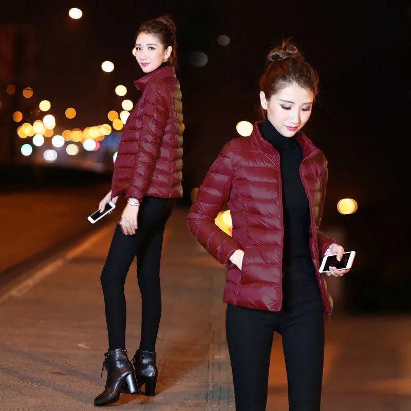 2026 Women's Plus Size Korean Style Slim Fit Short Cotton Jacket - Lightweight, Stand Collar, Autumn/Winter Coat