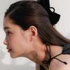 OVLA Regular_double Ribbon Velvet Hair Clip_black HC031