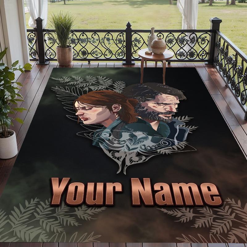 Custom Name The Last of Us Joel Ellie Crystal Velvet Floor Rug Personalized Text Soft Carpet Home Decor