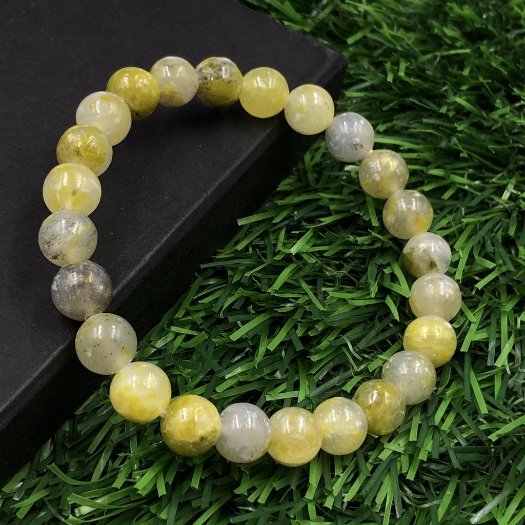 Pulsera de Piedra Natural Serpentina con Cuentas Redondas de 8 mm 7.5" Regalo Hecho a Mano para Acción de Gracias RBB-55