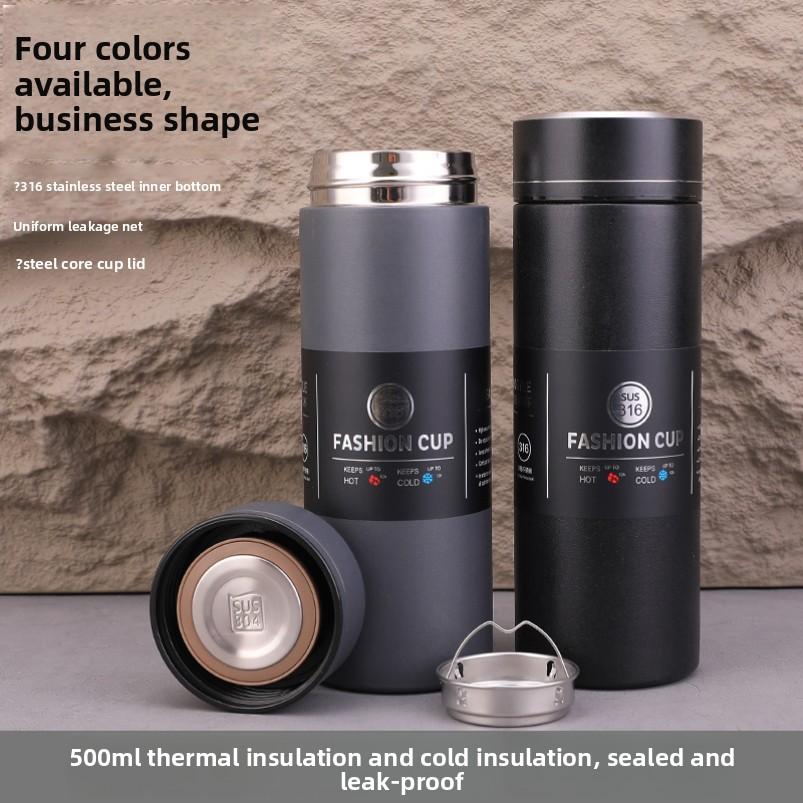 500ml  Business Thermos Cup Stainless Steel Water Cup Portable Tea Office Cup Men's Car Travel Cup