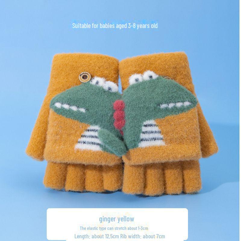 

Детские зимние теплые перчатки-полупальцы - вязаные варежки без пальцев для мальчиков для письма Length 12.5cm