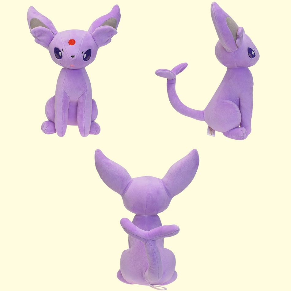 25cm Medium Eevee Plush Doll - 9 Designs with Tag: Fairy, Fire, Water, Ice, Sun, Sitting Open-Mouth