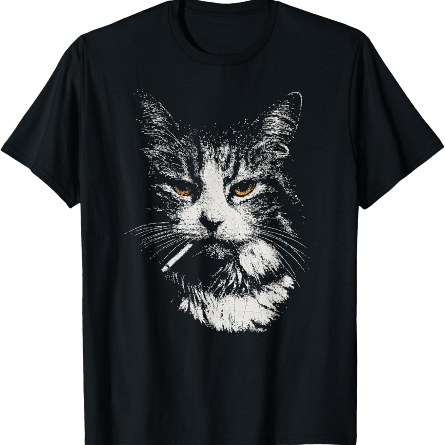 Funny Cool Cat Smoking Funny Meme Cigarette Cat Gang Vintage T-Shirt(1) S