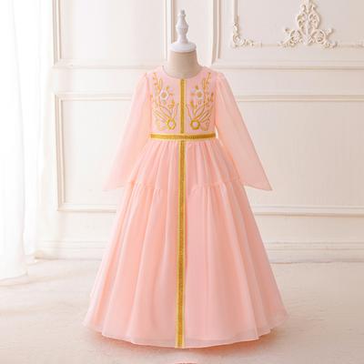 Saudi Arabian Girl's Dress, Muslim Elegant Chiffon Embroidered Robe, Dress, Party Banquet, Children's Dress