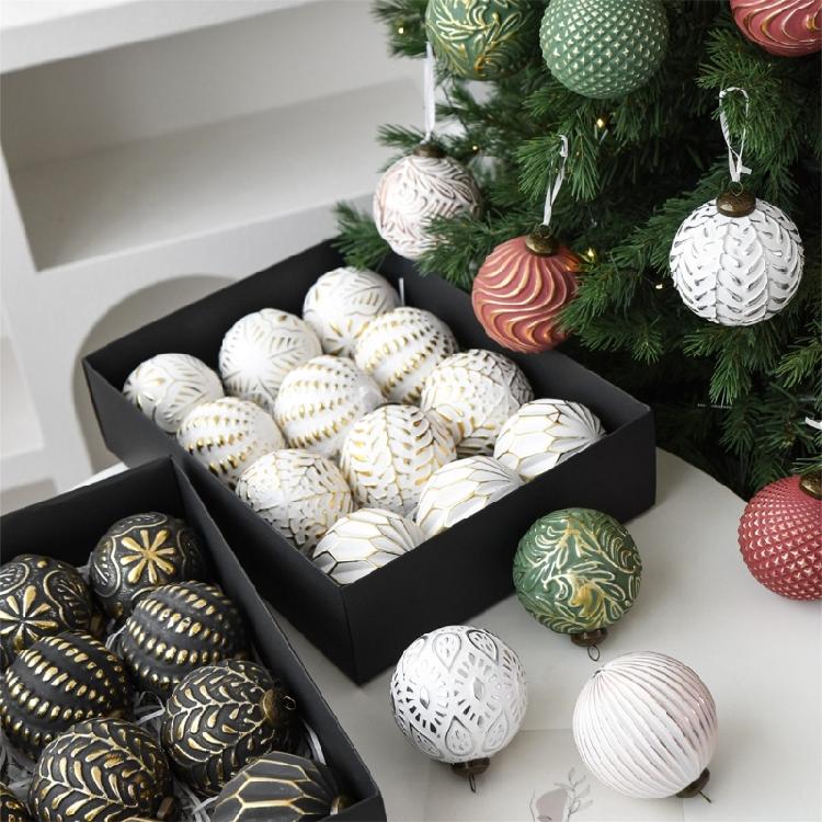 12Pcs Shimmering Christmas Ball Ornament 8cm Shatterproof Christmas Baubles Hanging Decorations for Tree Wreath Mantels
