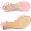 Allegra K Women's Faux Fur Slingback Block Heel Lace-Up Sandals, Pink, Size 23.0cm