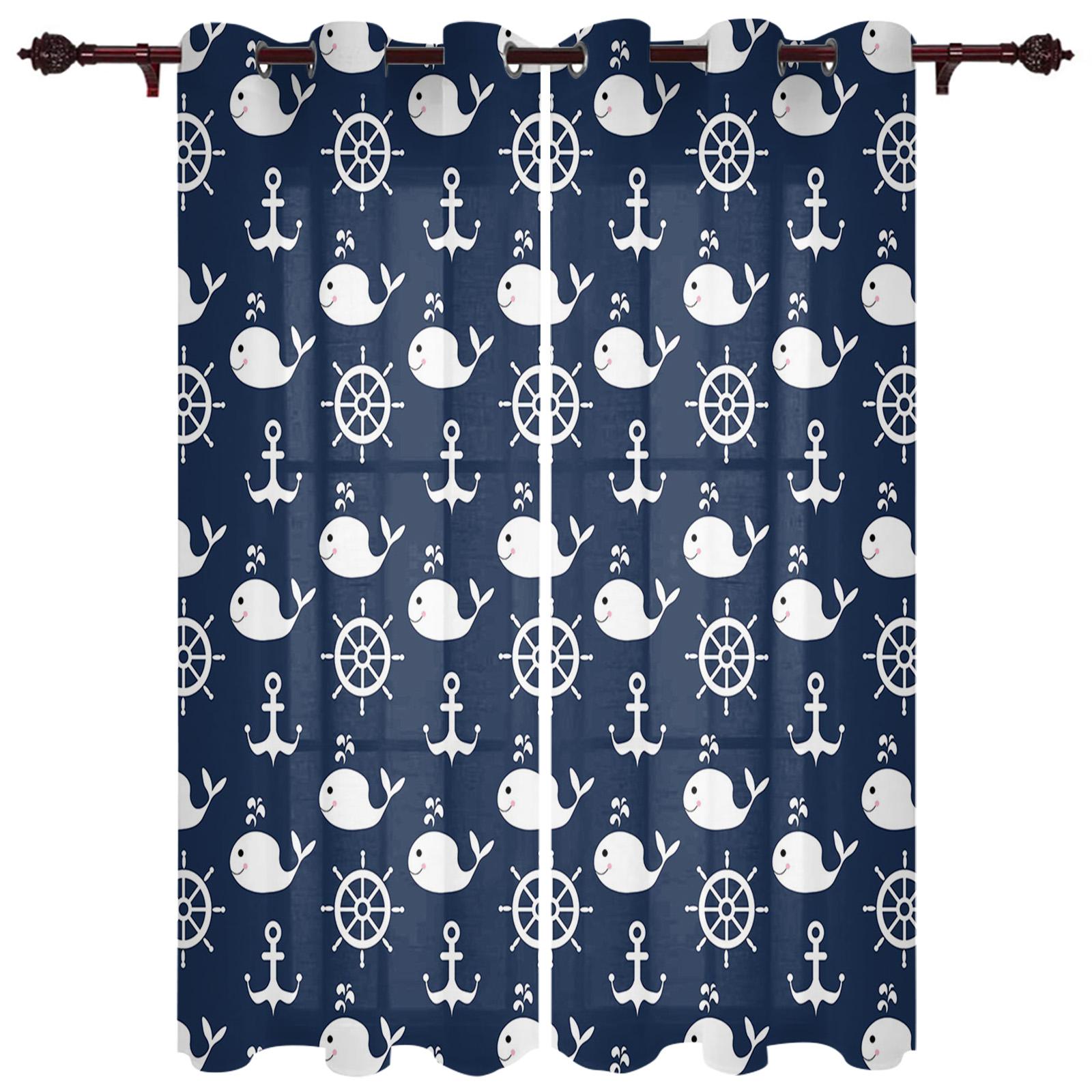 Главная Шторы Синий Якорь Лодка Рыба Спальня Кухня Шторы Гостиная Украшения Элементы — фото 10