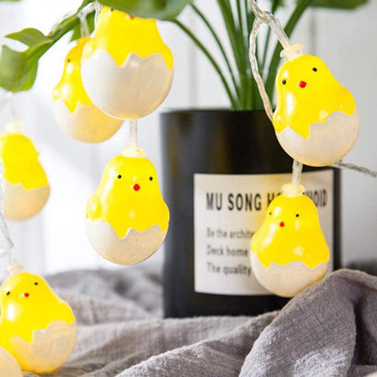Cross-border LED Easter String Lights with Painted Eggs, Chickens & Rabbits - Indoor Decoration