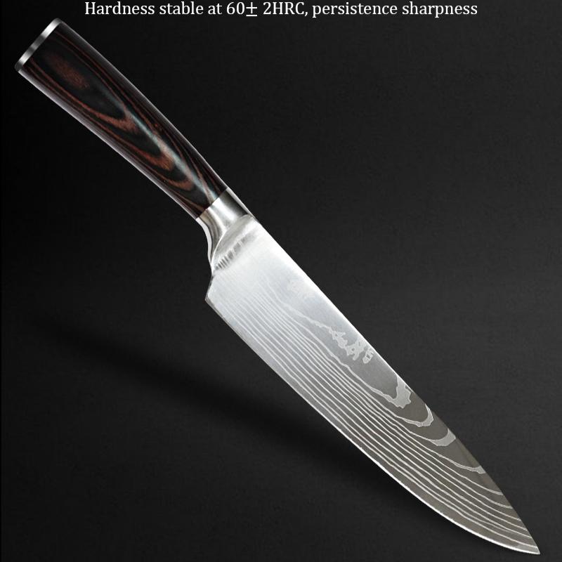 1PC,Chef's Knife Japanese Knife Sashimi Slicing Knife Chef's Multi-purpose Knife Cooking Knife Damascus Laser Pattern Kitchen Knife