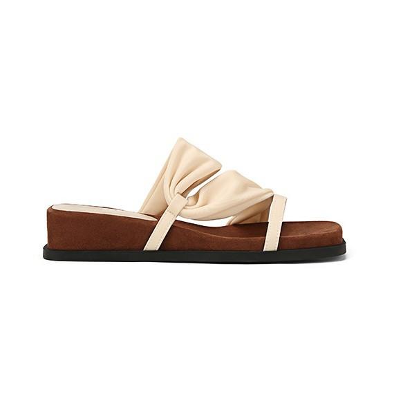 Yuanlitong summer new slope heel cool slippers women wear high-end temperament fairy style flat bottom sandals female versatile