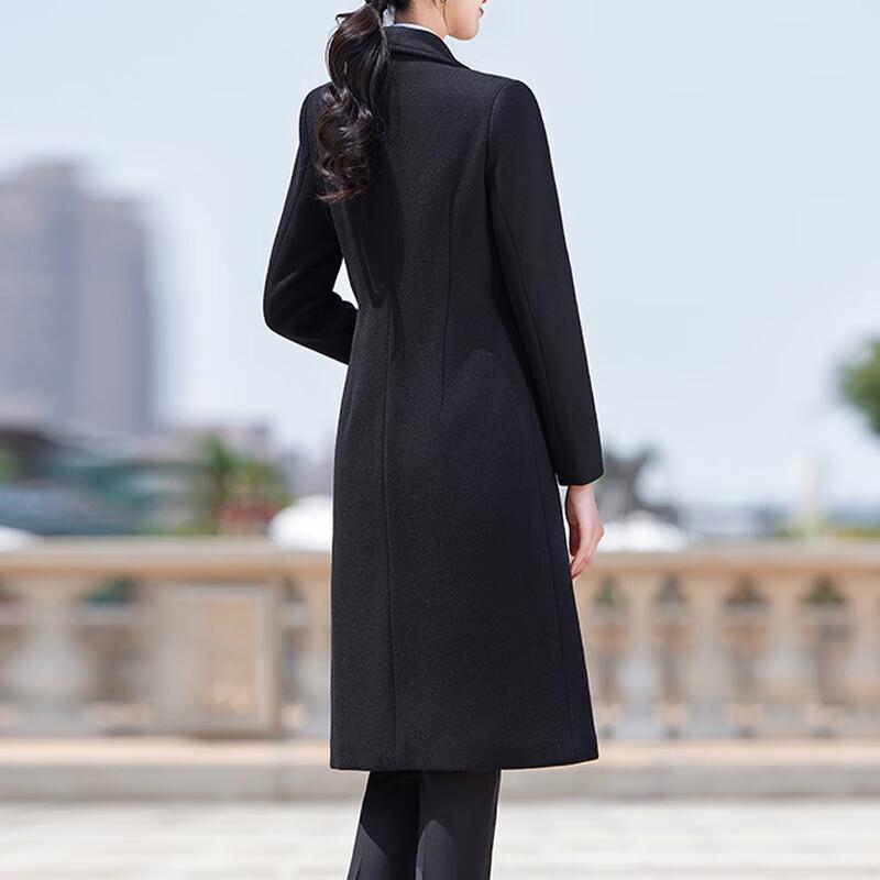 Women's New Chinese Style Padded Wool Blend Professional Long Coat