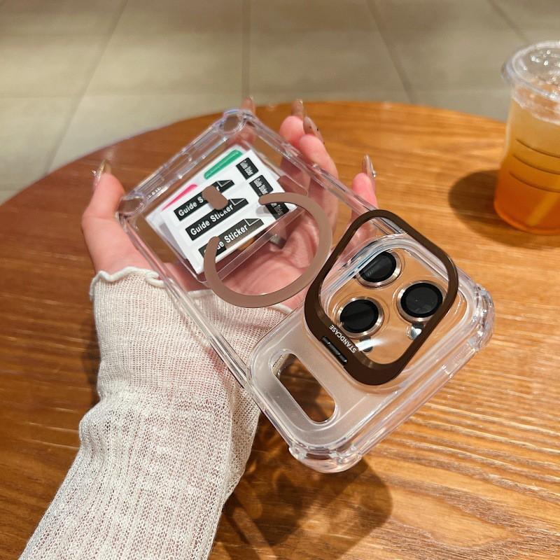 

IPhone 17 PROMAX Four Corner Anti Drop Lens Bracket Magnetic Phone Case Suitable Apple 16 With Film 15 iPhone 12 PRO