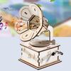 1 Sada DIY Retro Gramofon Model Kit Ručně vyráběné Dřevěné Puzzle Ručně poháněný Fonograf Stavebnice Řemesla Gramofon STEM Projekt Dětská Vzdělávací Hračka