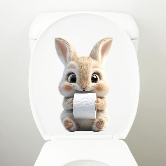 Lustige Tier-Toilettensitzbezug-Aufkleber Wasserdicht Cartoon Schaf Küken Hase Toilettendeckel-Sticker für Badezimmer Zuhause Wand