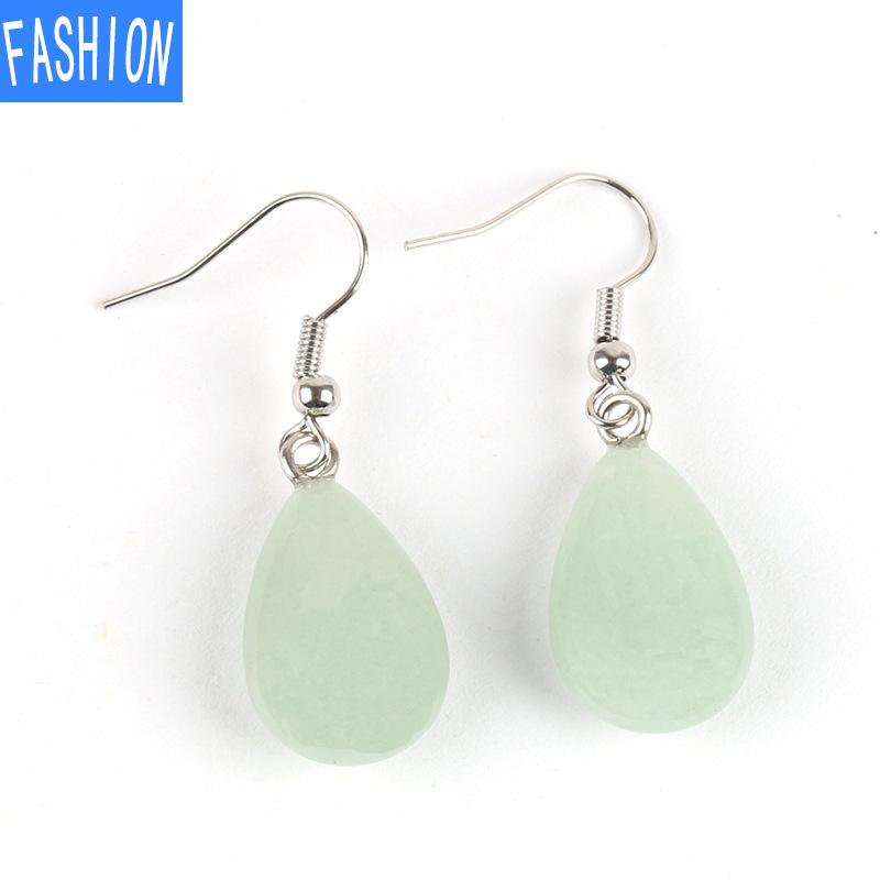 

Ювелирные изделия из полированного натурального кристалла, простые плоские серьги в виде капель воды, женские европейские и американские украшения ручной работы greenaventurine