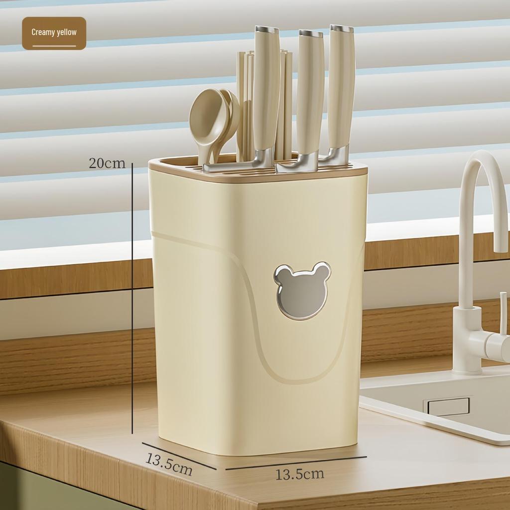 Cartoon Style Large Capacity Kitchen Knife & Chopstick Holder - Multifunctional Storage Rack