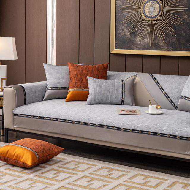 

Современный роскошный чехол для дивана, чехол для двухместного дивана, текстурированный лоскутный диван, подушка для мебели, протектор против скольжения 70x180cm 1pc светло-серый