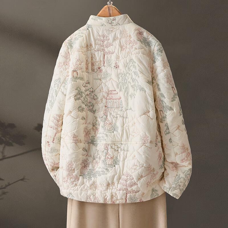 Cypress Damen Bestickter Gepolsterter Mantel im Neuen Chinesischen Stil