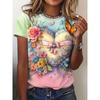 Love Short Sleeve Fashion Women's Crew Neck T-Shirt 3D Love Color Printing Crew Neck Short Sleeve