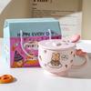 Cartoon Ceramic Cup With Cover, High-Value Household Couple Water Cup Gift Box, Small Gift Idea