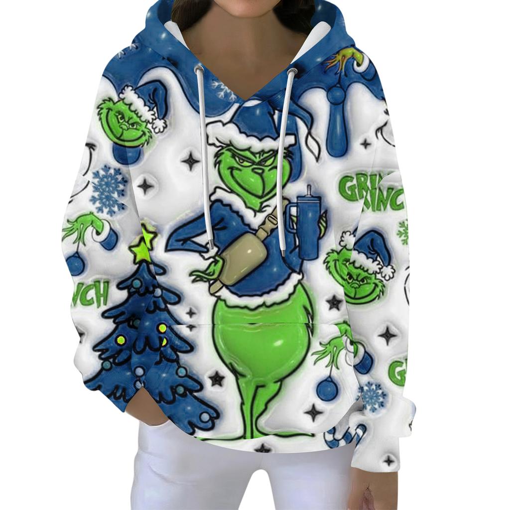 Christmas Hoodies For Women Funny Cute Printed Holiday Sweatshirt Winter Oversized Pullover Tops