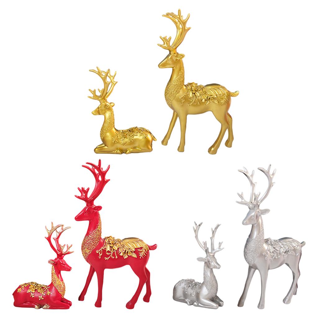 Elegant Elk Statue Flowers Figurine Bedroom Sculpture Shop Christmas Decors