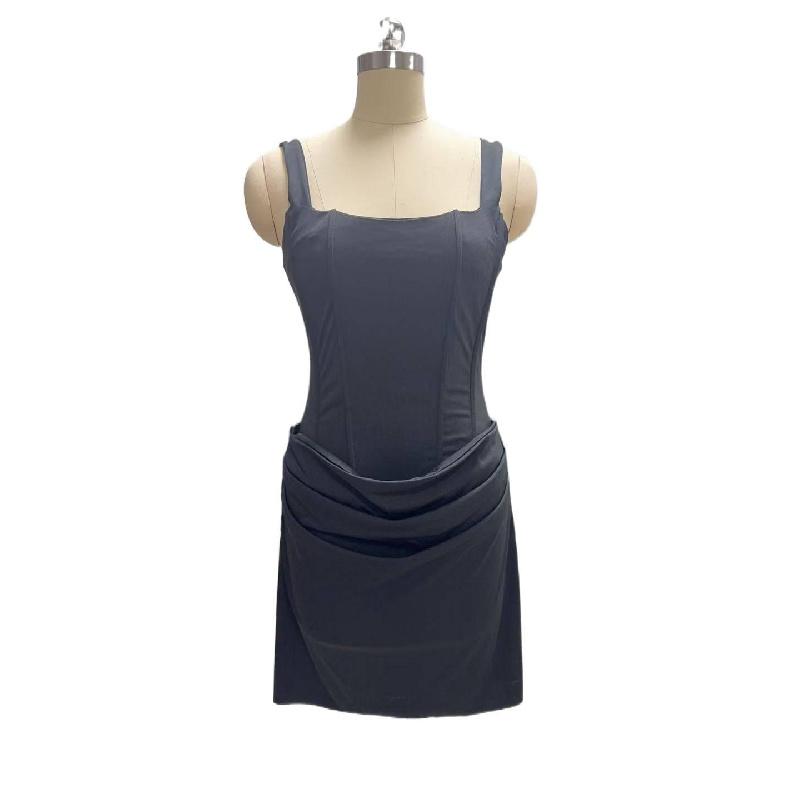 2026 New Women's Sexy Square Neck Sleeveless Bodycon Strap Waist-Cinching Short Dress
