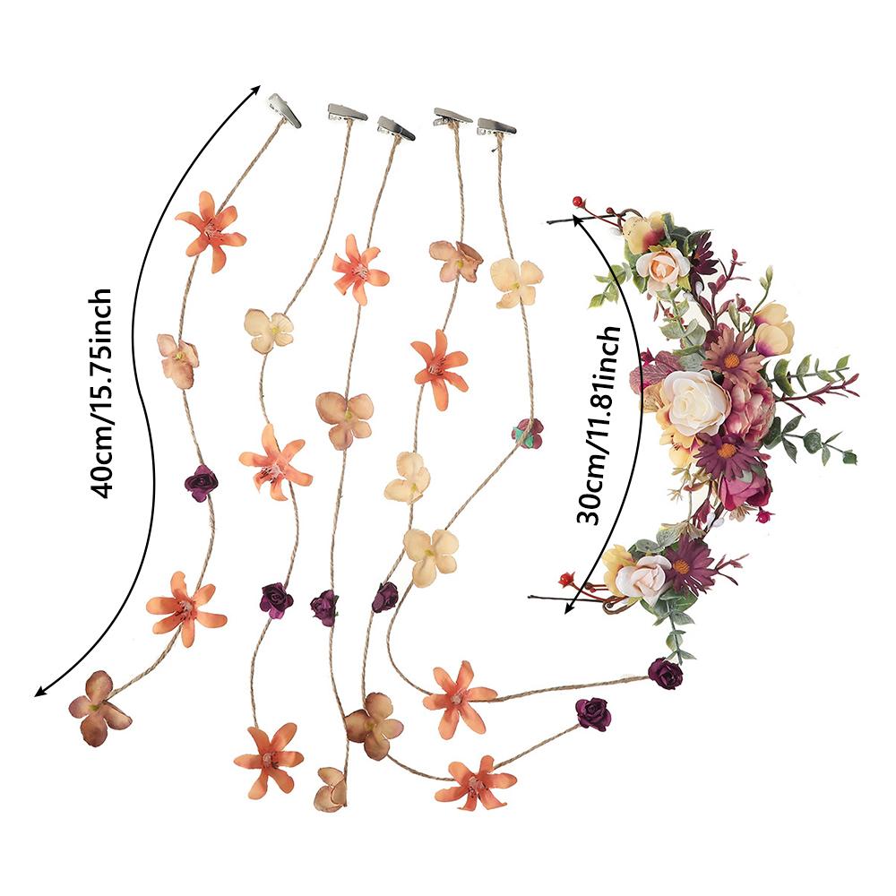 Forest Women Flower Vine Simulated Head Garland Flower Crown Hair Wreaths Hairpins  Festival Party