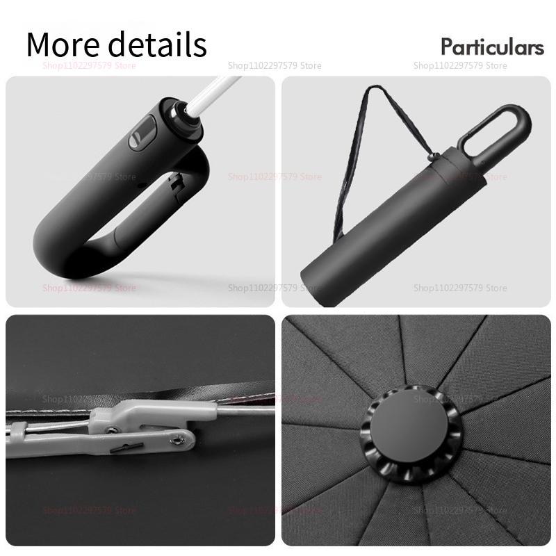 Large 125 Cm Automatic Umbrella UV Rays Windproof Weatherproof Foldable Hooks Compact Double Umbrellas For Both Men And Women
