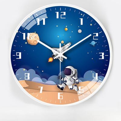 12-Inch 30Cm Creative Space Automatic Timing Radio Clock Children Cartoon Bedroom Mute Clock Wall Clock
